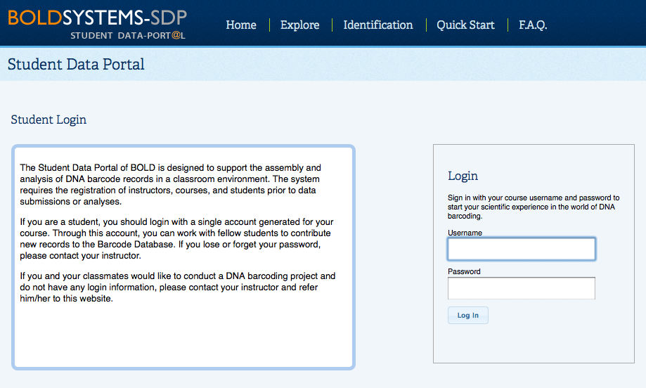 student login Page